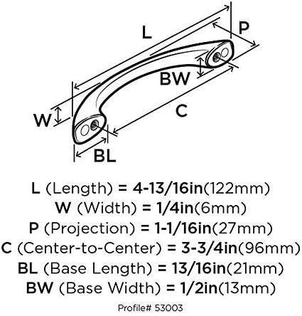 Amerock / Dolap Çekme / Saten Nikel | 3-3 / 4 inç (96 mm) Merkezden Merkeze / Vaile / 10 Paket / Çekmece Çekme / Çekmece Kolu