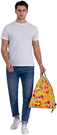 İpli sırt çantası leopar cilt kadın ve erkek spor salonu çuval Cinch çanta alışveriş yürüyüş seyahat plaj için
