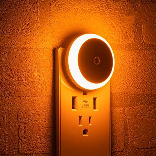 Amber Gece lambası, Akıllı ışık sensörü, LED Gece Lambası Duvara takın, dağınık ışık, Enerji verimli, Yatak odası, Banyo, Mutfak,
