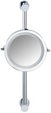 WENKO Power-Loc 20907100 LED'li Duvar Aynası-Delinmeden Monte Edilebilir-Çelik-25,3 x 50,5 x 23,2 cm-Gümüş