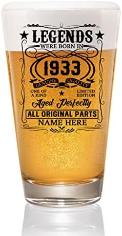 Prezzy Kişiselleştirilmiş Efsaneler 1933 Yılında Doğdu Bira Bardağı 89th Doğum Günü bira bardağı 89 Yaşında Içme Bardağı 16 oz