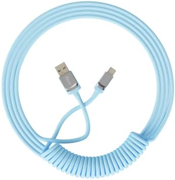EPOMAKER AJAZZ Ayrılabilir Coiled Klavye Kablo Tipi C için USB-A ile Havacılık Konektörü için Mekanik Oyun Klavyesi (Mavi)