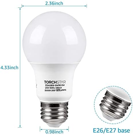 TORCHSTAR Salıncak Kolu Masa Lambası Paketi 9W A19 LED Ampul, 1 Paket Siyah Değiştirilebilir Taban Veya Kelepçe, Ayarlanabilir