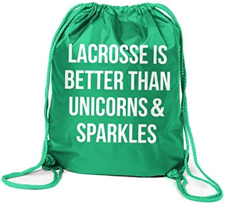 ChalkTalkSPORTS Kızlar Lacrosse Spor Paketi Cinch Sack / Lacrosse Tek Boynuzlu Atlardan Daha İyidir / Yeşil