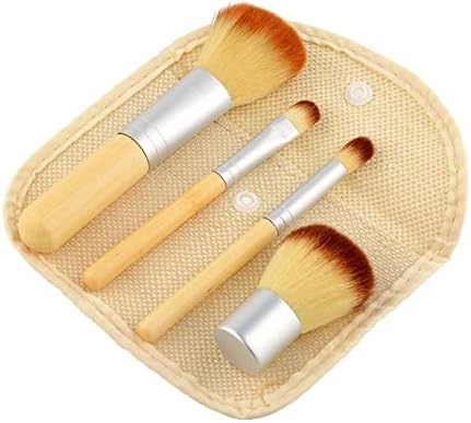 Makyaj Fırçalar 4 PCS Bambu Kolu makyaj fırçalar Set Kozmetik Araçları Kiti Toz Göz Farı Allık ile Çanta