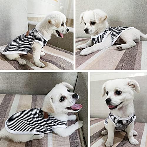 CAİSANG Klasik Köpek Gömlek 2 Paket Çizgili T-Shirt Köpek Giysileri Küçük Köpekler için Boy, sıkı Yaz Gömlek Pamuk Kedi Yelek