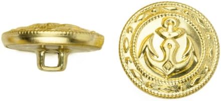C & C Metal Ürünler 5019 Fantezi Kenar Ankraj Metal Düğme, Boyut 24 Ligne, Altın, 72'li Paket