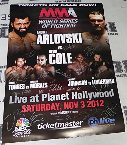 Andrei Arlovski Anthony Johnson + 18 Kart İmzalı WSOF 1 MMA Etkinlik Posteri UFC Cole İmzalı UFC Etkinlik Posteri