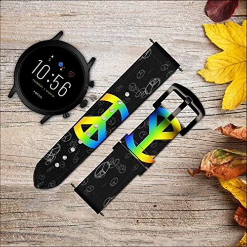 CA0280 Barış Işareti Deri ve Silikon akıllı saat Band Kayışı Fosil Erkek Gen 5E 5 4 Spor, hibrid Smartwatch İK Neutra, Çarpıştırıcısı,