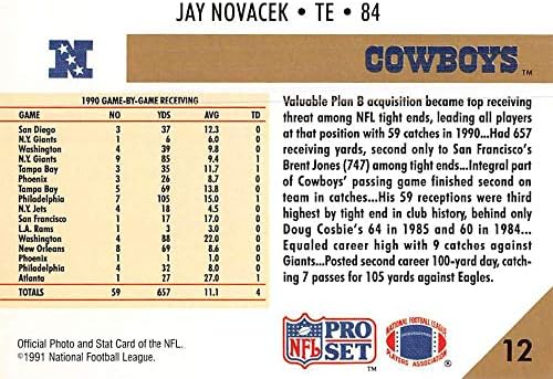 1991 Pro Set Futbol Kartı 12 Jay Novacek Dallas Cowboys Resmi NFL Ticaret Kartı