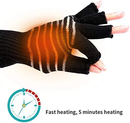 USB ısıtmalı Stripes eldiven Erkekler ve kadınlar için Mitten, Unisex örgü yün ısıtmalı eldiven eller ısıtıcı dizüstü eldiven