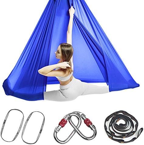 ZCXBHD 4 m Hava Yoga Salıncak Seti Ultra Güçlü Antigravity Yoga Hamak Yoga Egzersizleri Aksesuarları Dahil (Renk: Mavi)