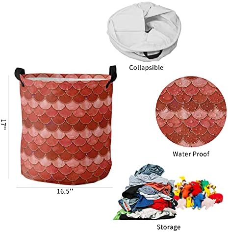Çamaşır Sepetleri Kırmızı Balık Terazi Katlanabilir Giysi Sepeti Ombre Suluboya Balık Kuyruğu Katlanabilir Bağlantısız çamaşır