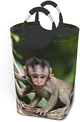 Çamaşır Sepeti 50l Sevimli Küçük Maymunlar Baskılı Katlanabilir çamaşır sepetleri Kolları İle Taşınabilir giysi sepeti Oyuncaklar