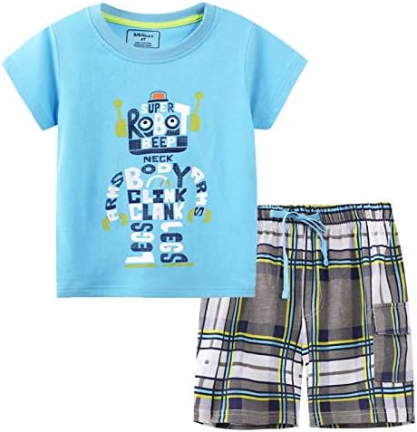 BİBNice Yürüyor Boy Giyim Çocuk Yaz Pamuk Kıyafetler Gömlek Kısa Setleri 2-7 T