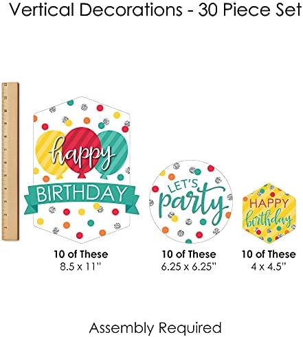 Büyük Nokta Mutluluk Renkli Mutlu Doğum Günü-Doğum Günü Partisi DIY Dangler Backdrop-Asılı Dikey Süslemeleri -30 Parça