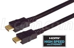 L-Com / Infinite Electronics - HDCABK-3-Ethernet'li Yüksek Hızlı HDMI® Kablosu, Erkek/Erkek, Siyah Overmold 3.0 M
