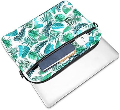 Tropikal Yapraklar Teal Yeşil Laptop omuz askılı çanta Kılıf Kol için 13.4 İnç 14.5 İnç Dizüstü laptop çantası Dizüstü Evrak