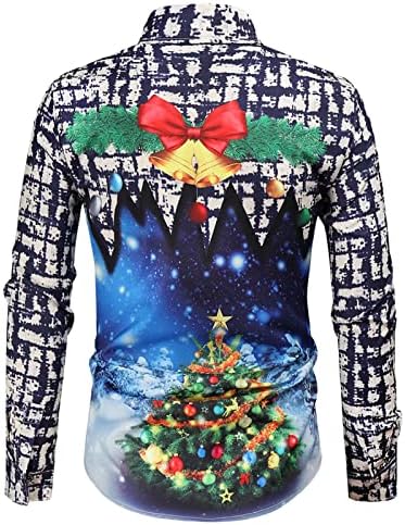 Erkek Noel T Shirt Santa Kazak Düğme Aşağı erkek Elbise Gömlek Yeni Yıl Arifesinde Noel Grafik Tee Tops