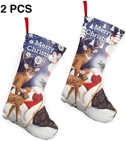 GLRTORE Noel Geyik Noel Çorap 2 Paket 10 İnç, noel Çorap Noel Ağacı Şömine Asılı Çorap Noel Şeker Mevcut Çanta için Aile Noel