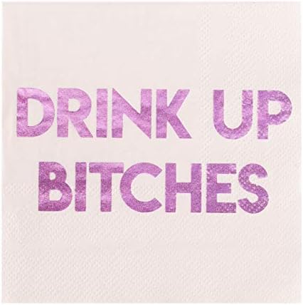 Jollity & Co Parti Malzemeleri / Drink Up Bitches Kokteyl Peçeteleri / Bekarlığa Veda Partisi için Harika, Partide Kızlar Gecesi,