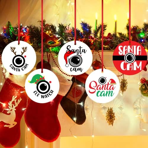 Santa Cam Şapka Süsleme Noel Ağacı Süsleme Santa Gözetleme Süsleme Santa Sizi İzliyor Süsleme Seramik Asılı Süsleme Santa Şapka