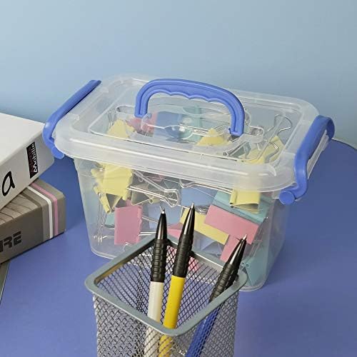 Morcte Mini Plastik Saklama Kutusu, Şeffaf Küçük Mandal Kutusu, 1.5 L, 6'lı paket