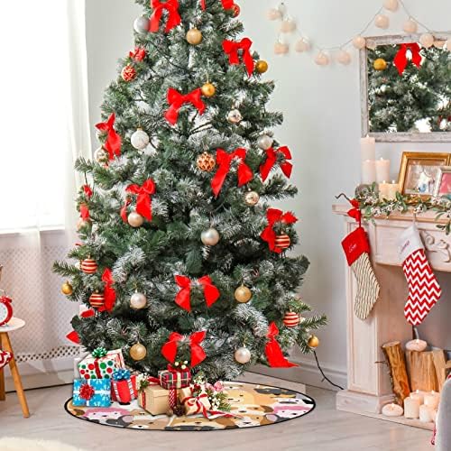 xigua Komik Karikatür Köpek Noel Ağacı Mat Su Geçirmez Ağacı Standı Mat Emici Ağacı Standı Tepsi Mat Zemin Koruma için Noel Tatil