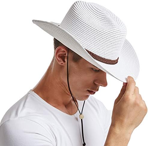 Hasır kovboy şapkası, yaz Plaj Panama güneş şapkaları Erkekler ve Kadınlar Geniş Ağızlı Cowgirl Fedora Batı Tema Parti Cadılar