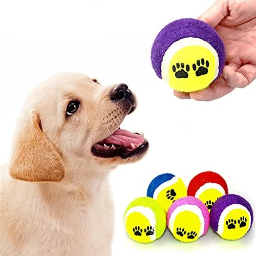 5 Paket 2.5 inç köpek oyuncak topları tenis topu köpekler egzersiz eğitimi güvenli evde beslenen hayvan oyun oyuncaklar için