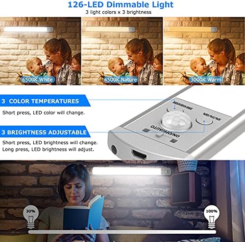 LED Hareket Sensörü dolap ışığı, Kablosuz USB Şarj Edilebilir Mutfak Gece Işıkları 126-LED Akülü ışık, Dolap,Dolap,Dolap,Dolap