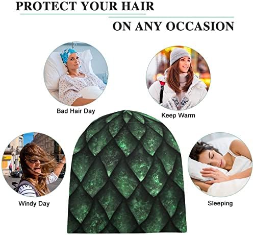 WEEDKEYCAT Yeşil Ejderha Ölçekli Sıcak Beanie Şapka Erkekler Kadınlar için Kafatası Kap Tüm Baskı Moda
