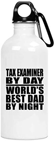 Designsify Tax Examiner by Day Dünyanın En İyi Babası by Night - 20oz Su Şişesi Yalıtımlı Bardak Paslanmaz Çelik - Baba için