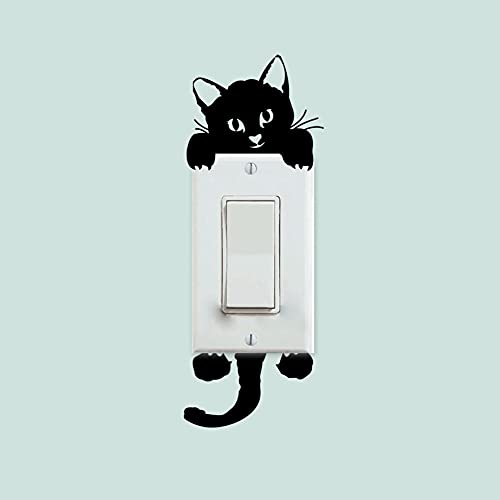 DIY Komik Sevimli Siyah Kedi Anahtarı Çıkartması Duvar Kağıdı duvar çıkartmaları Ev Dekorasyon Yatak Odası Çocuk odası ışık salonu