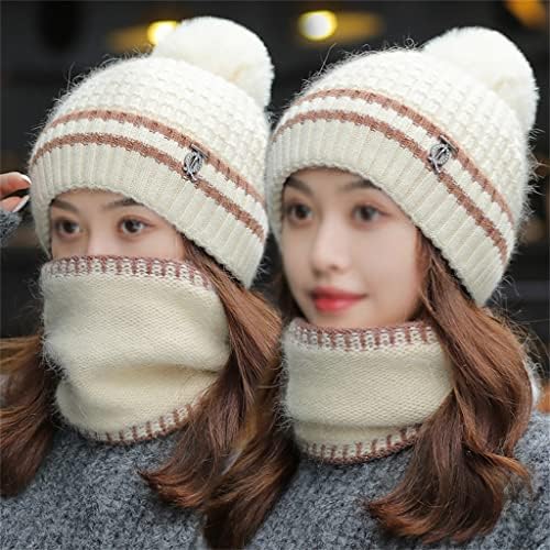 GELTDN Kadın Sonbahar Ve Kış Şapkaları Artı Polar Örme Şapkalar Soğuk Ve Sıcak Rüzgar Geçirmez Şapka Ve Eşarp İki parçalı Takım