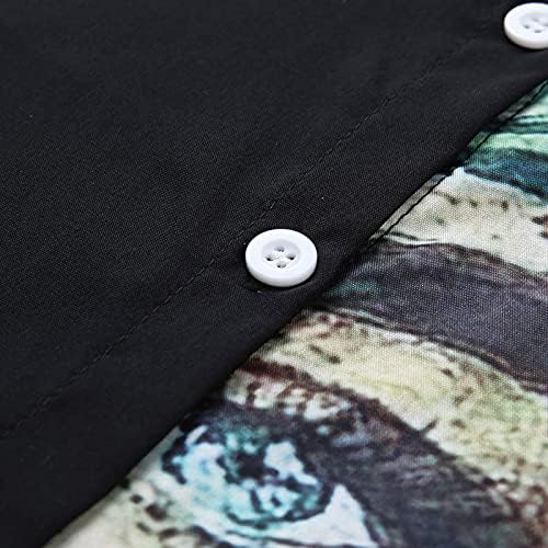 Bayan Düğme - Aşağı Bluz Gömlek, Kısa Kollu Güzel Bayan Görüntü Baskı Patchwork Yaka Yaka Tops
