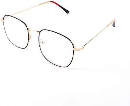 SPDD yuvarlak Anti-mavi ışık gözlük Metal çerçeve bilgisayar gözlük kadın okuma gözlüğü (Siyah altın çerçeve)