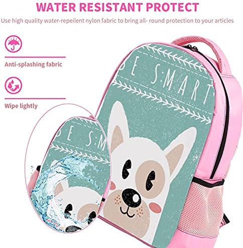 Kız pembe sırt çantası kadın omuz çantaları kolej Bookbag seyahat sırt çantası akıllı köpek olmak
