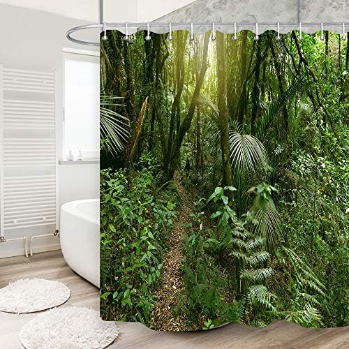 KOTOM Tropikal Yağmur Ormanları Duş Perdesi, Ormanda Yemyeşil Yeşillik, su Geçirmez Kumaş Banyo Dekor, banyo Perdeleri Aksesuarları,