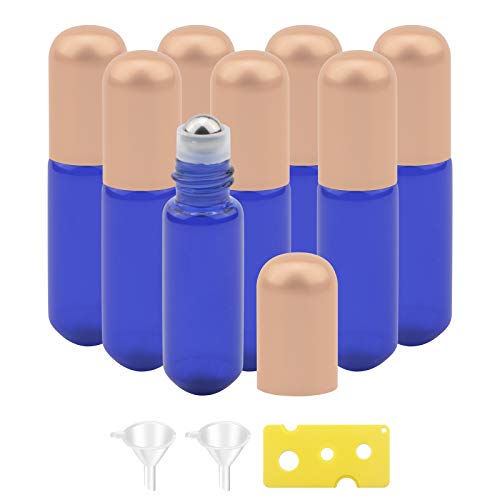 jıuwu 5 ml 8 Paketi uçucu yağ Cam Rulo Şişe ile Paslanmaz Çelik Rulo Topları Mavi Parfüm Aromaterapi Yağları Taşınabilir Rulo