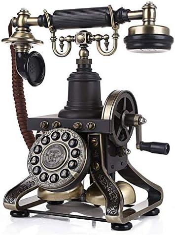 PDGJG Reçine İmitasyon Bakır Vintage Stil Döner Retro Eski Moda Döner Arama Ev ve Ofis Telefon (Renk: Döner Arama)