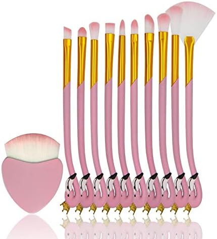 Makyaj Fırçalar 11 adet Sevimli Pembe Flamingo Makyaj Seti Fırça Kaş Fırçası Seti Makyaj Fırçalar Araçları Dudak Seti Fırça Noel