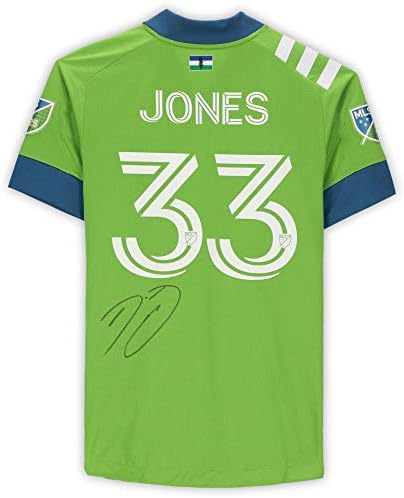 Joevin Jones Seattle Sounders FC İmzalı Maç-2020 MLS Sezonundan 33 numaralı Yeşil Formayı Kullandı-İmzalı Futbol Formaları