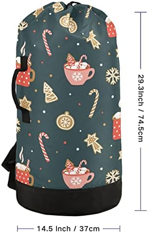 Merry Christmas çamaşır torbası Seyahat Çamaşır Sırt Çantası ile Ayarlanabilir Kayış Yıkanabilir Ağır Büyük Elbise omuzdan askili