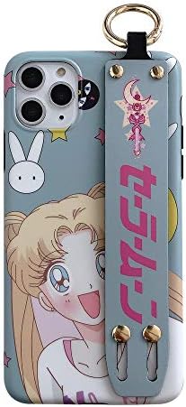 ıphone 11 için Kılıf Kapak, japonya Anime Sailor Moon Kılıf Bilek Standı Tutucu ile Silikon Yumuşak Telefon Kılıfı arka kapak