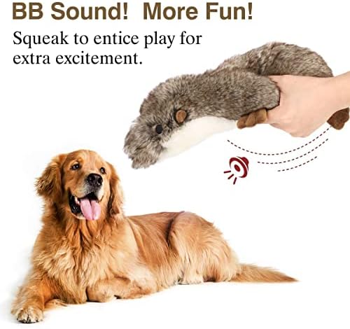 Pawaboo Pet Taşıyıcı Sırt Çantası L & Squeak Peluş Köpek Oyuncaklar, Süper Yumuşak Faux-Kürk Dolması Peluş Otter-Şekilli Pet