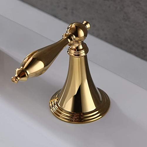 Weibath Şelale Yaygın Banyo Lavabo Musluk 3 Delik Çift Kolu Kolu Lavabo Musluk Altın Prinç