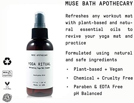 Muse Banyo Eczacı Yoga Ritüeli - Aromatik ve Ferahlatıcı Yoga Mat Temizleyici, 4 oz, Doğal Esansiyel Yağlarla Aşılanmış-Okaliptüs
