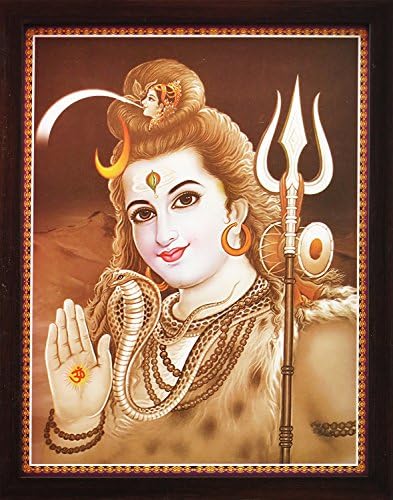 El Sanatları Mağazası Shiva, Hindu Dini İbadet Amacıyla Çerçeveli Bir Poster Resmi olan Kutsal Dini Shivling ile Himalaya'da