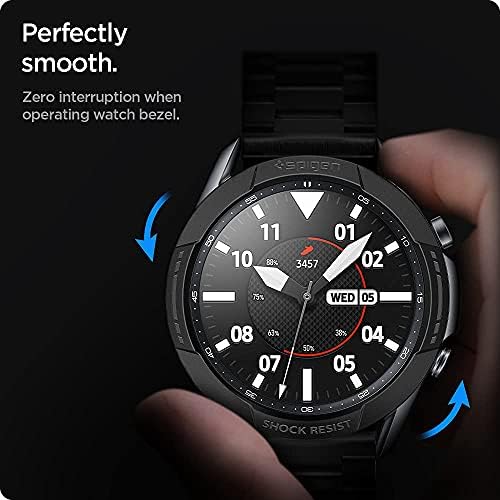 Spigen Chrono Kalkan Kılıfı ve Galaxy Watch 3 45mm Çerçeve Kapağı ve Bantları için Tasarlanmış Modern Fit Bant-Siyah
